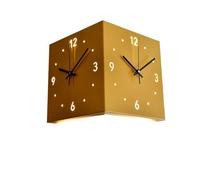 Luxury Double-Sided Corner Wall Clock, Double Sided Corne Wall Clock, Square Digital, with LED Light, with Numeral Scale, Silent timekeeping, for Living Room, Bedroom, Home Decorative.(Yellow)