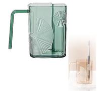 Luxury Gargle Cup with Toothbrush Slot, Simple Transparent Toothbrush Cup, Electric Toothbrush Holders for Bathrooms, Square Toothbrush Cup Gargle Cup, Large Capacity Gargle Cup for Bathrooms (Green)