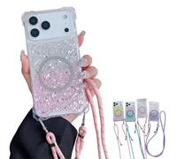 Luxury Glitter Sequin Gradient Magnetic Case, Full Edge Protective Phone Case with Impact Protection, Sparkle Glitter Design for iPhone 17, 16, 15, 14, 13 Series Models (for iPhone 15 Pro,Silver)