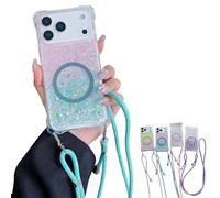 Luxury Glitter Sequin Gradient Magnetic Case, Full Edge Protective Phone Case with Impact Protection, Sparkle Glitter Design for iPhone 17, 16, 15, 14, 13 Series Models (for iPhone 13 Pro Max,Blue)