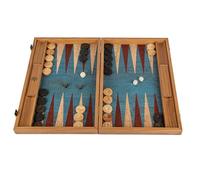 Luxury Manopoulos - Juego de backgammon de corcho turquesa natural, cuadros de madera de olivo, juego premium hecho a mano en Grecia por expertos (30 x 17 cm cerrado)