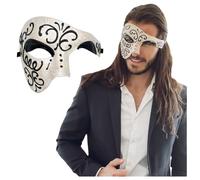 Luxury Mask Máscara de lujo para hombre, fantasma de la ópera, diseño vintage, media máscara - Negro - talla única