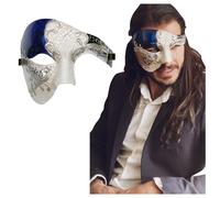 Luxury Mask Máscara de lujo para hombre, fantasma de la ópera, diseño vintage, media máscara - Plateado - talla única