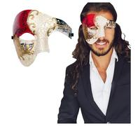 Luxury Mask Máscara de lujo para hombre, fantasma de la ópera, diseño vintage, media máscara - Rojo - talla única
