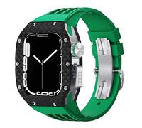 Luxury Modification Kit For Apple Watch 8 7 45MM Band&Case,For iWatch Series 6 SE 5 4 44MM carbon fiber Case Rubber Strap Mod Kit Watchbands