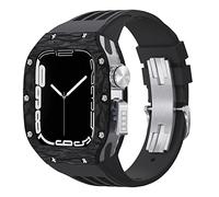 Luxury Modification Kit For Apple Watch 8 7 45MM Band&Case,For iWatch Series 6 SE 5 4 44MM carbon fiber Case Rubber Strap Mod Kit Watchbands