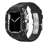 Luxury Modification Kit For Apple Watch 8 7 45MM Band&Case,For iWatch Series 6 SE 5 4 44MM carbon fiber Case Rubber Strap Mod Kit Watchbands