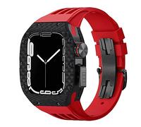 Luxury Modification Kit For Apple Watch 8 7 45MM Band&Case,For iWatch Series 6 SE 5 4 44MM carbon fiber Case Rubber Strap Mod Kit Watchbands