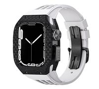 Luxury Modification Kit For Apple Watch 8 7 45MM Band&Case,For iWatch Series 6 SE 5 4 44MM carbon fiber Case Rubber Strap Mod Kit Watchbands