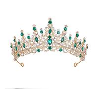 Luxury Queen Princess Round Crown Crystal Big Gold Hair Accesorios Color Mujeres Tiara Diadema nupcial J7L3 Joya S Boda