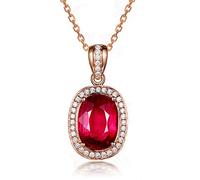 Luxury Rose Color Boda Ruby Gemstone Collares Colgantes para Mujeres 925 Collar de joyería Regalos