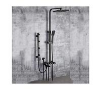 Luxury Shower System with Hot and Cold Water Shower Combo Set Multifunction 4 Handle Shower Faucet Set with Shower Head, Handheld Shower, Tub Spout, Bidet Sprayer Head, Massage Jet,Matte Bla