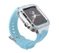 Luxury W Band ification Kit，For Case Band 45mm 44mm Silicone Strap+Metal Bumper，For 8 7 SE 6 5 4 Refit
