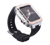 Luxury W Band ification Kit，For Case Band 45mm 44mm Silicone Strap+Metal Bumper，For 8 7 SE 6 5 4 Refit
