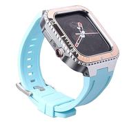Luxury W Band ification Kit，For Case Band 45mm 44mm Silicone Strap+Metal Bumper，For 8 7 SE 6 5 4 Refit
