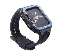 Luxury W Band ification Kit，For Case Band 45mm 44mm Silicone Strap+Metal Bumper，For 8 7 SE 6 5 4 Refit