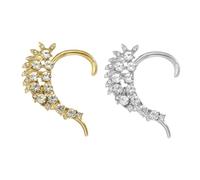 Luxury Women's Rhinestone Alloy Hoop Earrings Fashionable Ear Cuffs for Special Occasions