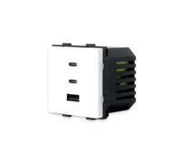 Luxus-Time Interruptor de luz táctil KRONE con sensor de cristal, interruptor de conmutación Schuko enchufes USB blanco, negro y dorado (módulo: USB-AC 65 W, cargador rápido, blanco)