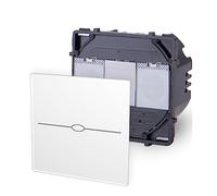 Luxus-Time LUX SERIE - Interruptor de luz táctil con sensor de cristal, interruptor de conmutación, enchufe Schuko, USB, color blanco, negro y dorado (módulo: botón táctil de bajo voltaje de 1 vía,