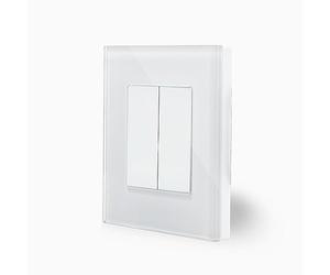 Luxus-Time Tapa ciega doble en marco de cristal simple en color blanco, tapa ciega, tapa de descarga, montaje empotrado, módulo 1/2, apertura vacía