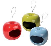 Luxus-Vogelhaus 10100E diseño Manzana, Juego de 3 comederos Coloridos, diámetro 14 x 12 cm, cerámica, Rojo, Verde y Azul, tamaño único