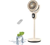 Luxvalu Fan, ColdBlast Adjustable Fan, 120° Smooth Auto-Swivel-Whole Room Coverage, Portable Rechargeable Usb Table Fans, Bedroom Living Room Fans, Suitable For Home Office (Beige,Remote control)
