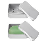 Luxvara 2 Piezas Jabonera de Aluminio, 180 ML Jabonera de Viaje Champu Solido, Tapa y Rejilla de Goteo Extraíble, Caja de Jabón de Viaje Impermeable Portátil, para Casa, Camping y Viajes