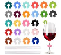 Luxvara 24 marcadores de cristal, marcadores de cristal, de silicona, reutilizables, para vasos de vino, para copas de vino, copas de champán, vasos de beber