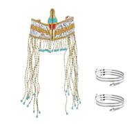 Luxvara 3 piezas Accesorios de Disfraz de Egipcio Tocado de Egipcio, Diadema de la Reina del Nilo, Puños de Serpiente, Egipcia Accesorios de Disfraces, Cleopatra, Carnaval, Fiesta Temática (Plata)