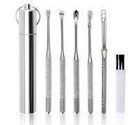 Luxvara 6 Peças Limpiador de Oídos con Tubo de Almacenamiento, Acero Inoxidable Ear Cleaner, Herramientas de limpieza de Oídos, Removedor de Cera de Oído, Limpia Oído para Adolescentes Adultos