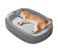 Luxvara Cama para Perros Ortopédica, Cama Gato, Colchón para Perros Colchoneta Perro Lavable, Felpa Corta Super Suave y Cómoda, Base Antideslizante, Gris Oscuro, 75x60x12.5cm