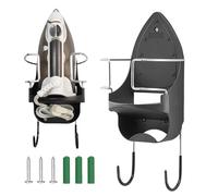 Luxvara Soporte de Pared para Tabla de Planchar, Soporte para Plancha eléctrica, Colgador de Pared para Tabla de Planchar, Organizador de Almacenamiento para el hogar, baño, lavandería (Negro)