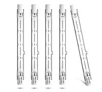 Luxvista 230W R7S 118mm Bombilla Halógena Lineal Slim 118mm, J118 Dimmable Halógena Blanco Cálido 2800K Adecuado para lámparas de paisaje, 5-Unidades