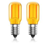 Luxvista Bombilla LED E14 T22 1W Vintage Luz Calida 2000K,Bombilla Tubular LED E14 Lampara de Sal,Mini SES Nevera Ámbar Decorativa,10W Equivalente,No Regulable,Paquete de 2