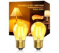 Luxvista Bombilla LED E27 Vintage - 2.5W Luz Cálida 2200K,Edison Retro Globo G45 con Filamento, No Dimmable, Iluminación Decorativa Vintage para Hogar, Café, Bar, Restaurante,Pack de 2