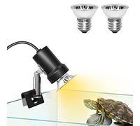 Luxvista E27 Regulable Lámpara de Calor para Tortugas con Base Metálica Giratoria de 360°, Lámpara Calefactora en Recipiente de Vidrio para Reptiles y Anfibios con Bombilla 25W/50W