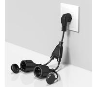 Luxvista Enchufe Doble Para Toma de Corriente 2 en 1 Toma Schuko con Cable Flexible Adaptador de Toma Cable Prolongador Corto IP44 Para Interior y Exterior,16A/250V/4000W