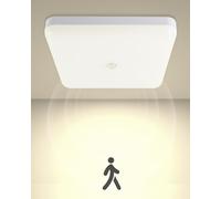 Luxvista Lámpara de Techo con Sensor de Movimiento 30W, 4000K IP65 Impermeable Luminaria de Techo LED con Detector de Movimiento Cuadrado 3000LM Para Pasillos, escaleras, balcones, garajes Blanco