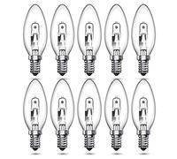 Luxvista Lámparas de vela Halógenas E14, 28W C35 E14 Bombillas de vela Halógeno Luz Ajustable Blanco Cálido 2700K, Lámparas Halógenas SES para Candelabros,Lámparas de araña,Pack de 10