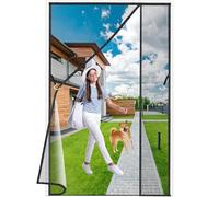 Luxvix Mosquitera Apertura Lateral, 160x250 cm Gran resistencia reforzada Cortina Antimoscas de Malla Antimosquitos con Iman,Reversible, Cierre automático, Fácil Instalació Negro