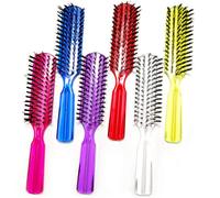 Luxxii Paquete de 6 cepillos de cerdas de nailon con mango de plástico de 6 pulgadas diseñado para todo tipo de cabello (color surtido). El color puede variar.