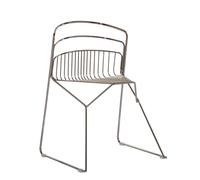 LUXY RIBELLE - Silla de diseño de acero con base de trineo, asiento apilable para interior y exterior protegido, Made in Italy (Juego de 2) (cromada)