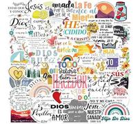Luxylei 50 Uds. Pegatinas De Biblia En Español, Pegatinas Cristianas De Jesús, Bonitas Pegatinas De Grafiti, Calcomanías Bíblicas Reutilizables para Botella De Agua, Equipaje para Ordenador Portátil