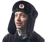 Luxylei Insignia Militar Soviética Rusia Rusia Ushanka Bombardero Sombrero Piloto Conejo De Conejo Gorro De Invierno con Orejeros De Piel Cape De Esquí Cape De Esquí