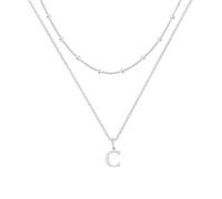 LUXYSODE Collares con inicial para mujer, collar de plata S925 con letra pequeña, colgante de inicial de plata con nombre, collar personalizado A-Z, joyería de moda, Large, Plata, No es una piedra