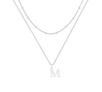 LUXYSODE Collares con inicial para mujer, collar de plata S925 con letra pequeña, colgante de inicial de plata con nombre, collar personalizado A-Z, joyería de moda, Large, Plata, No es una piedra