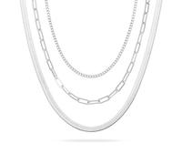 LUXYSODE Juego de collar en capas de plata de ley 925 para mujer: el juego de 3 piezas de joyería de plata cuenta con elegantes y delicados collares en capas, por lo que es un regalo de moda perfecto