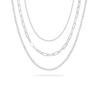 LUXYSODE Juego de collar en capas de plata de ley 925 para mujer: el juego de 3 piezas de joyería de plata cuenta con elegantes y delicados collares en capas, por lo que es un regalo de moda perfecto