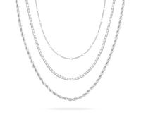 LUXYSODE Juego de collar en capas de plata de ley 925 para mujer: el juego de 3 piezas de joyería de plata cuenta con elegantes y delicados collares en capas, por lo que es un regalo de moda perfecto