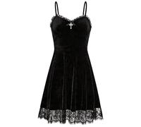 LUYANA Vestido gótico para mujer, de terciopelo, para Halloween, Negro , M